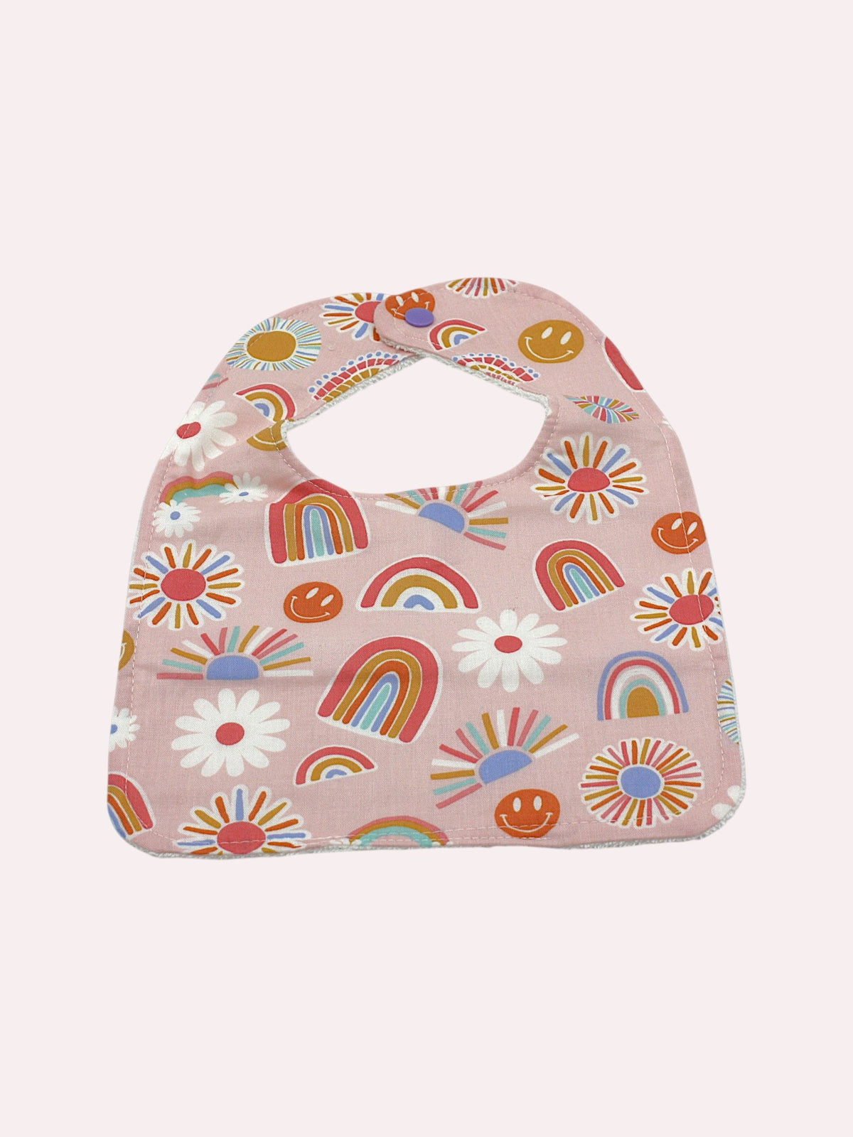Bib & Burp Cloth Set — Pink Rainbows — outside