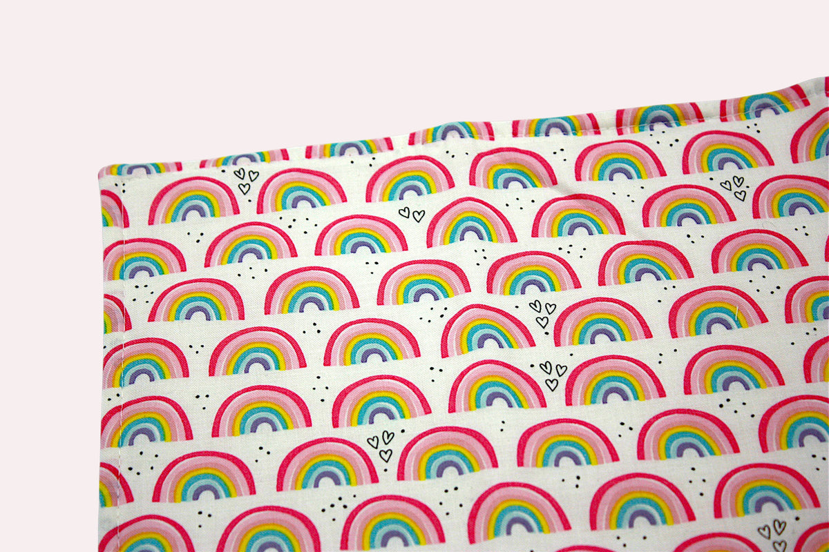 Bib & Burp Cloth Set — Small Rainbows — detail