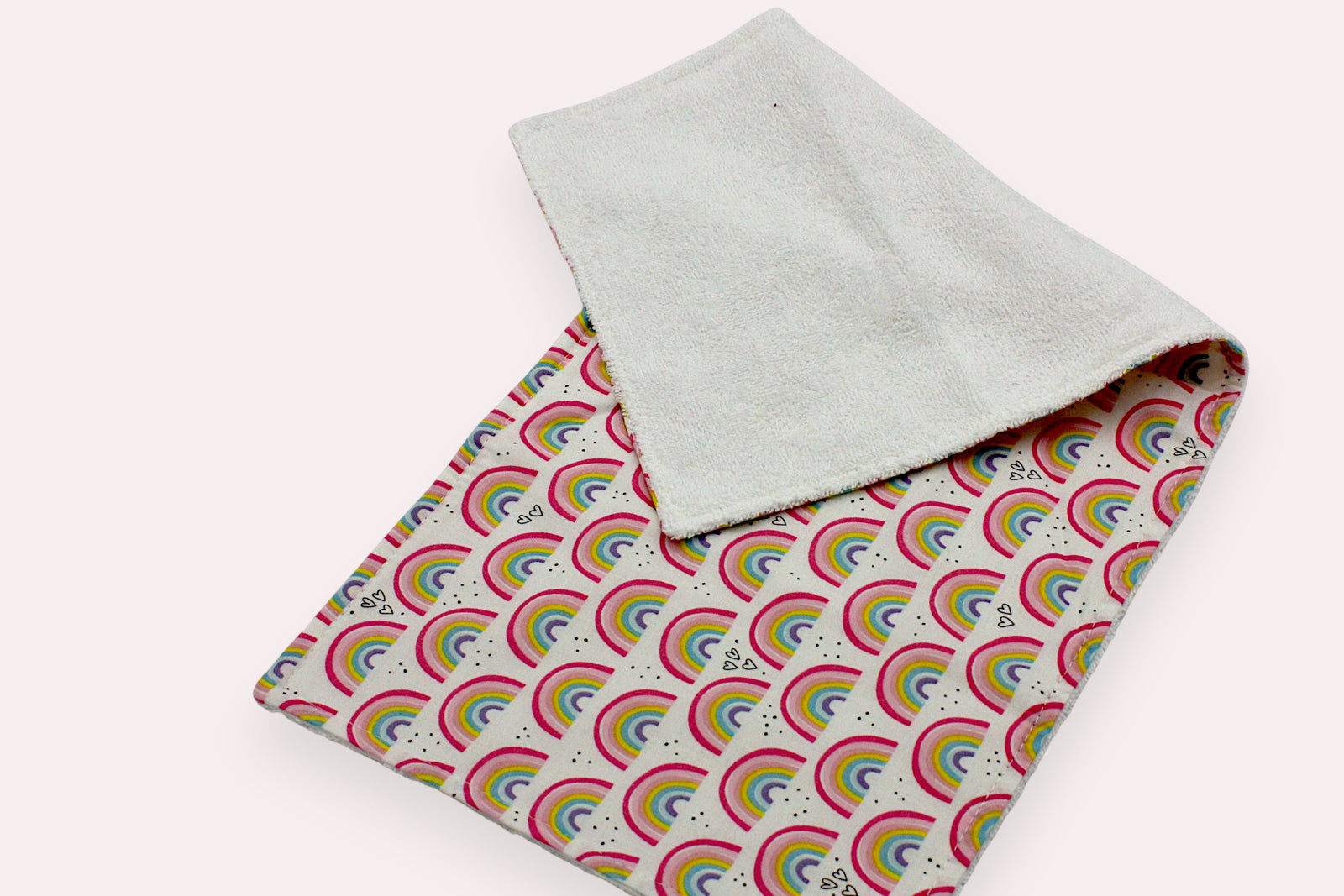 Bib & Burp Cloth Set — Small Rainbows — outside