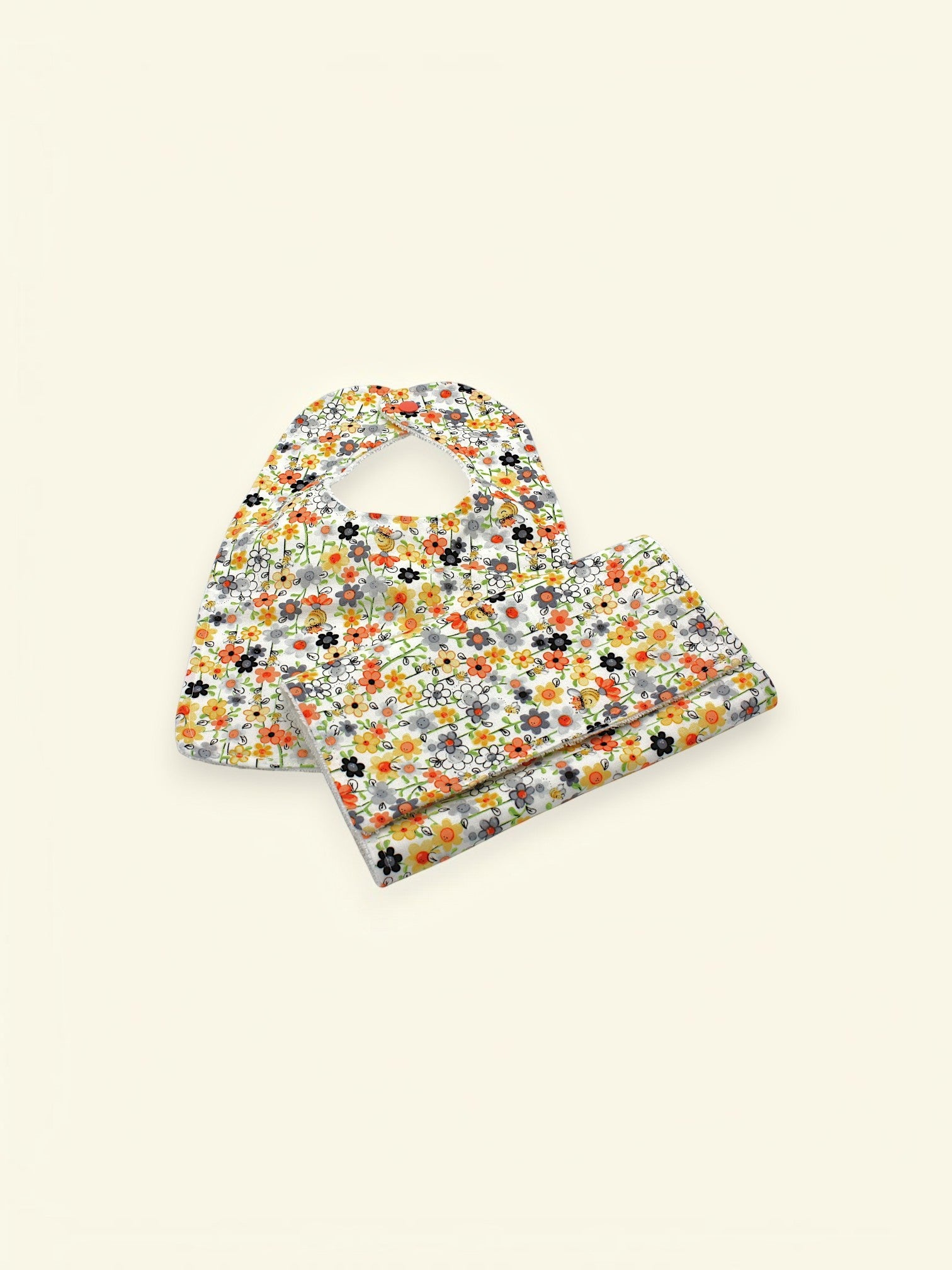 Bib & Burp Cloth Set — Spring Flowers — outside