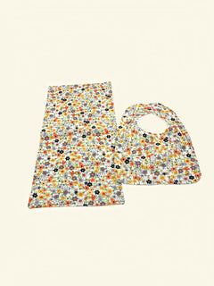 Bib & Burp Cloth Set — Spring Flowers — outside