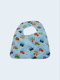 Bib & Burp Cloth Set — Trains (Flannel) — outside