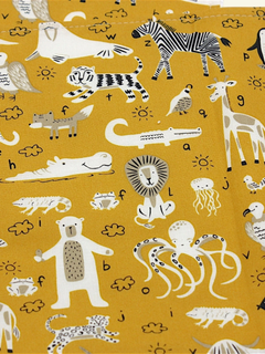 Bib & Burp Cloth Set — Zoo Mustard — detail