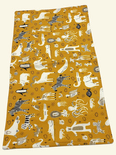 Bib & Burp Cloth Set — Zoo Mustard — outside