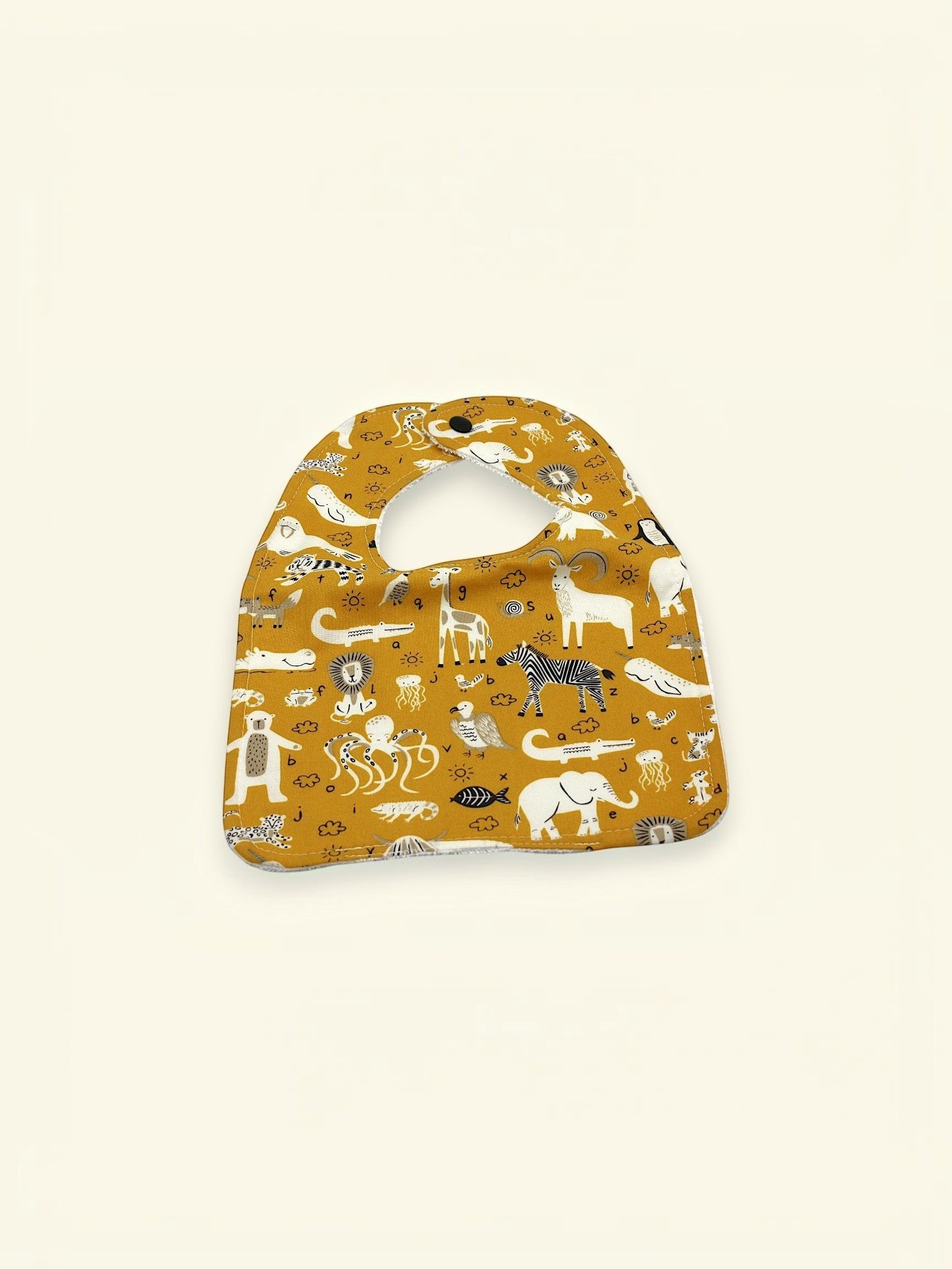 Bib & Burp Cloth Set — Zoo Mustard — outside