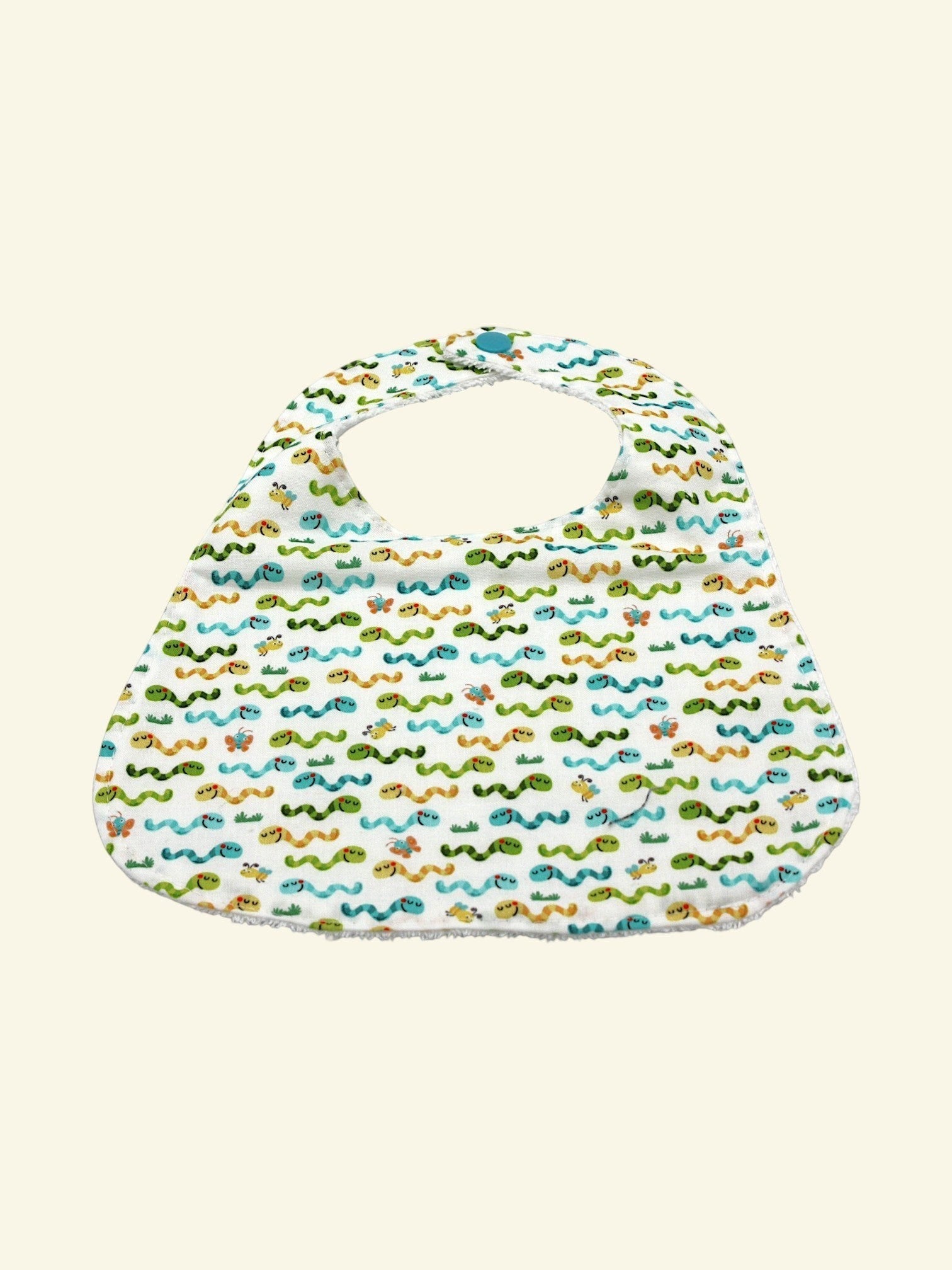 Worms baby bib included in the bib and burp cloth set