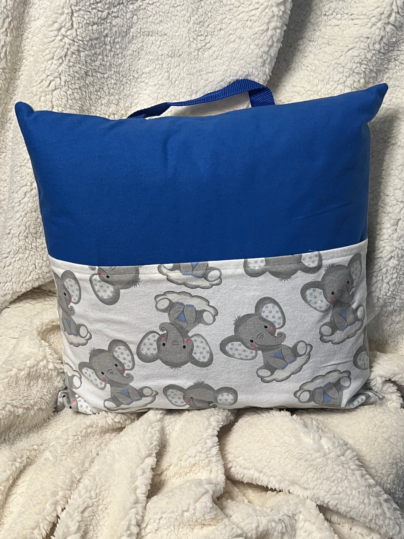 Book Pillow — Elephant with Dark Blue