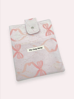 Book Sleeve (Medium) — Pale Pink Ribbons