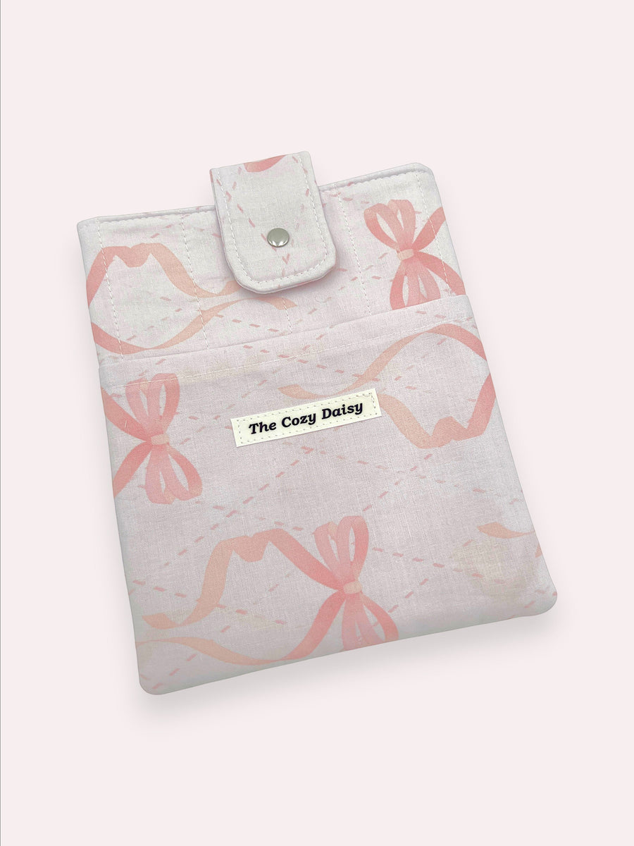 Book Sleeve (Medium) — Pale Pink Ribbons