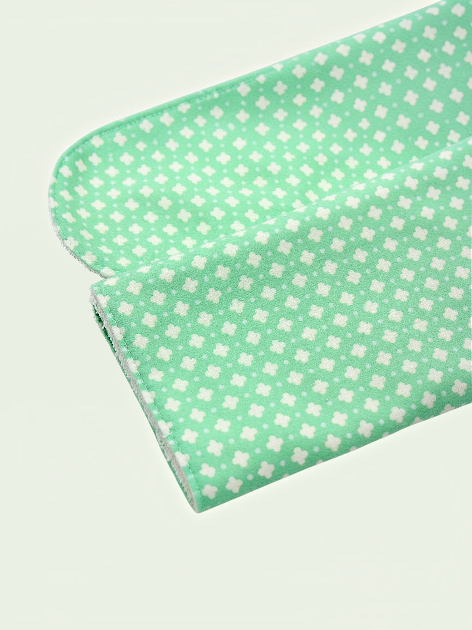Mint burp cloth close-up