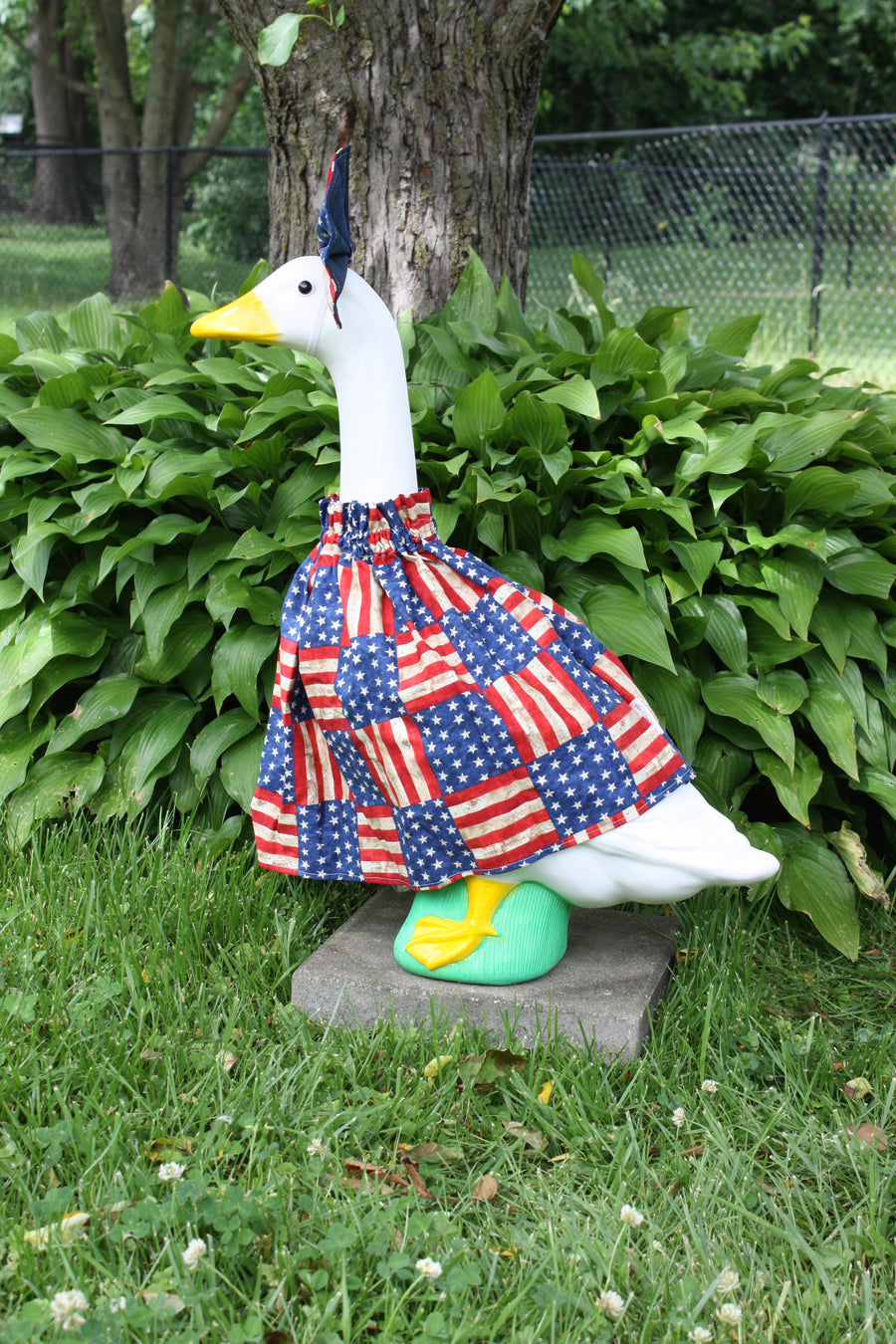 Porch Goose Outfit — Patriotic Flag Squares, side