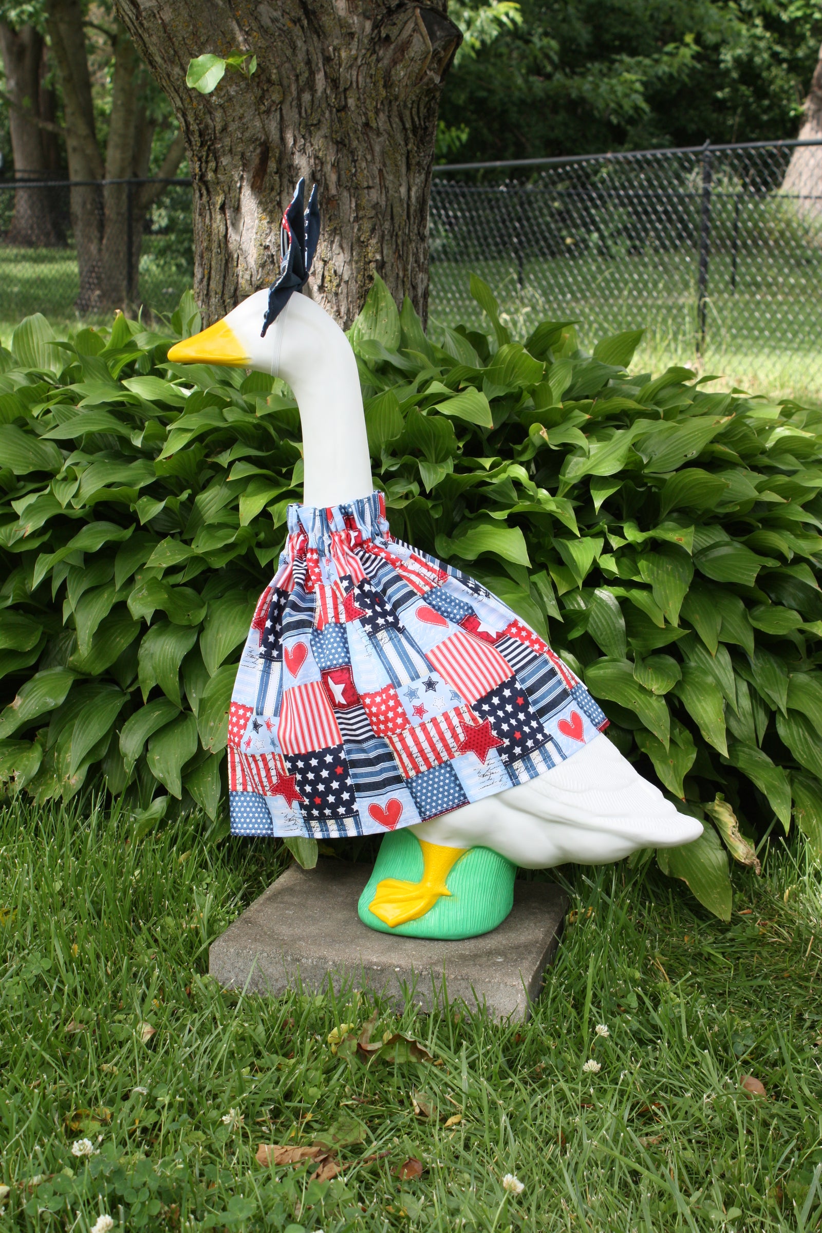 Porch Goose Outfit — Patriotic Patchwork, side