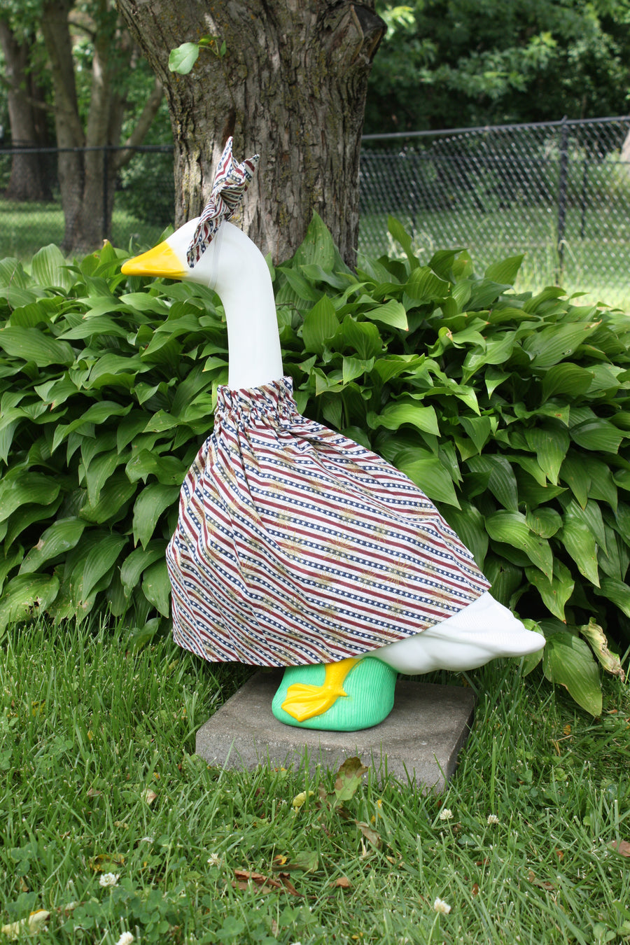 Porch Goose Outfit — Patriotic Stripes, side