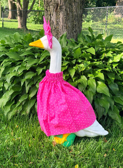 Porch Goose Outfit — Pink & White Polka Dots, side
