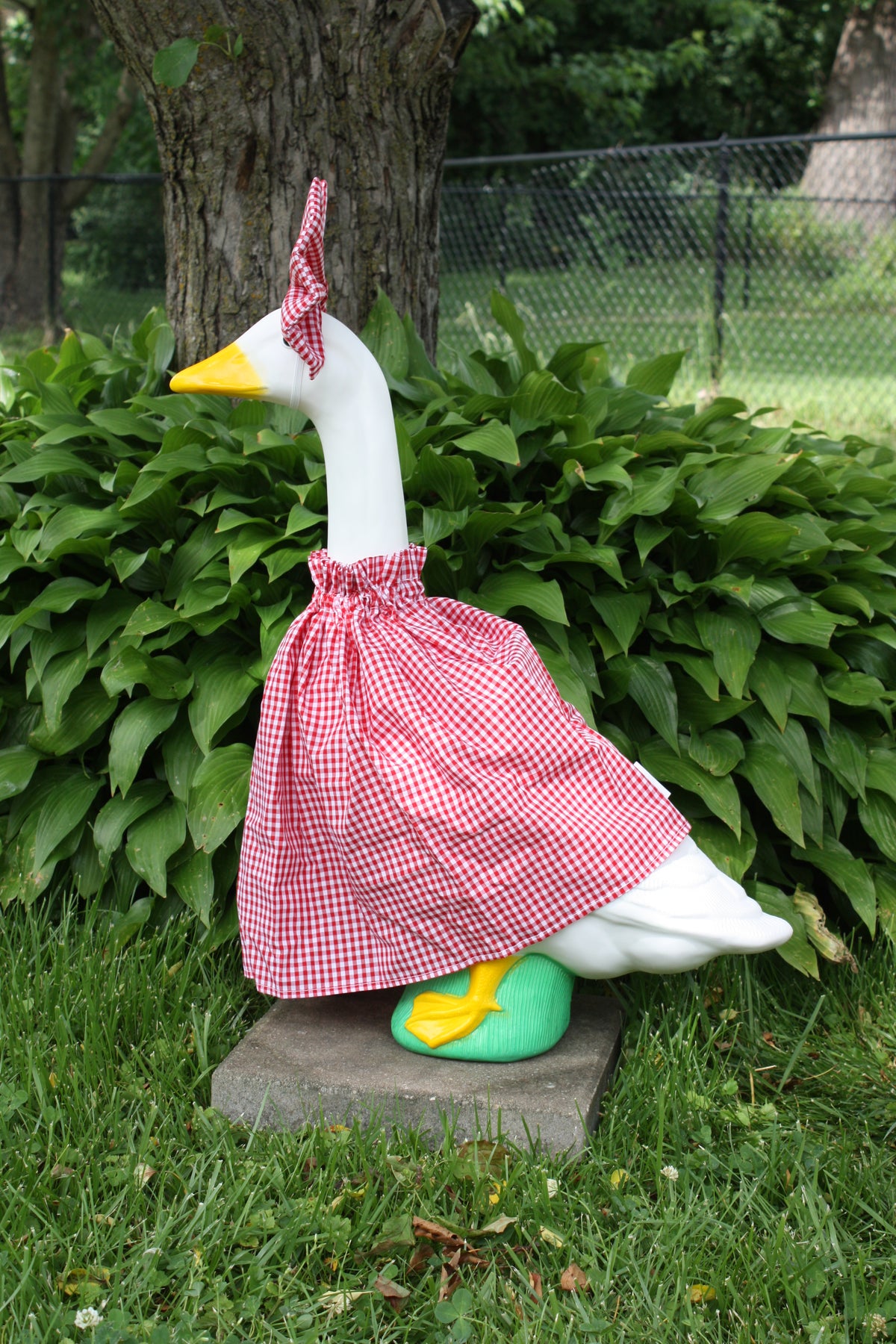 Porch Goose Outfit — Red Gingham, side