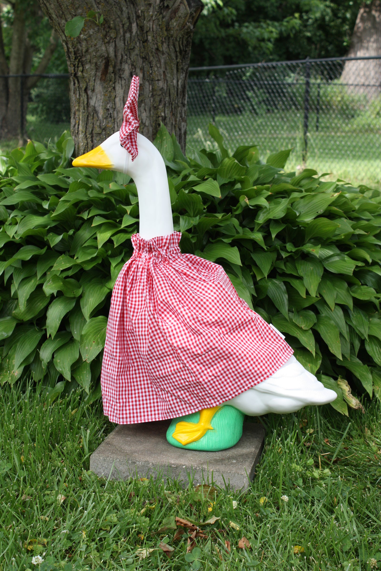 Porch Goose Outfit — Red Gingham, side