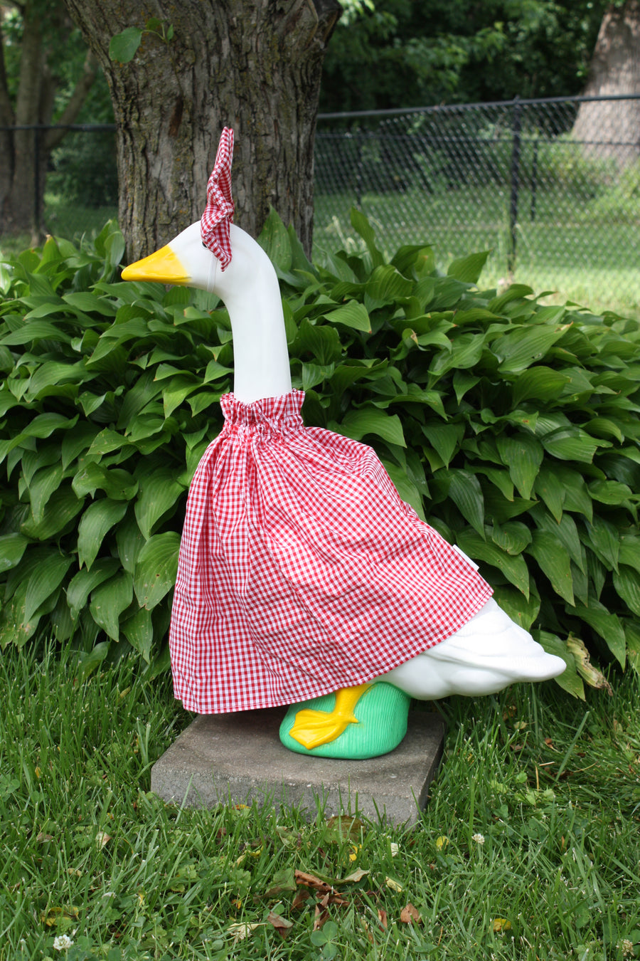 Porch Goose Outfit — Red Gingham, side