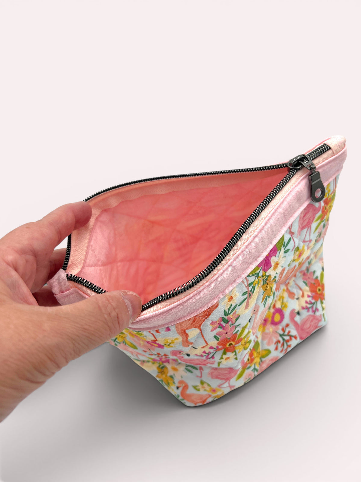 Pyramid Pouch (Large) — Flamingo — inside
