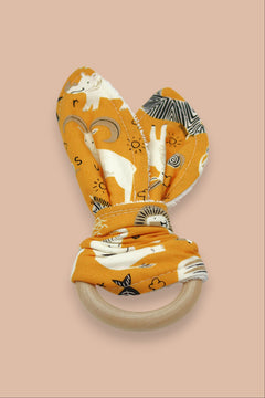 Teething Ring — Zoo Mustard — outside