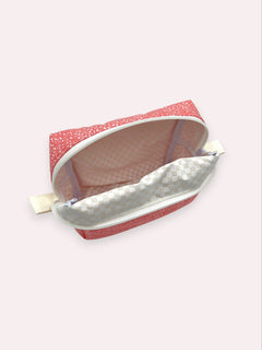 Peach White Dots everything pouch, outside view — handmade by The Cozy Daisy