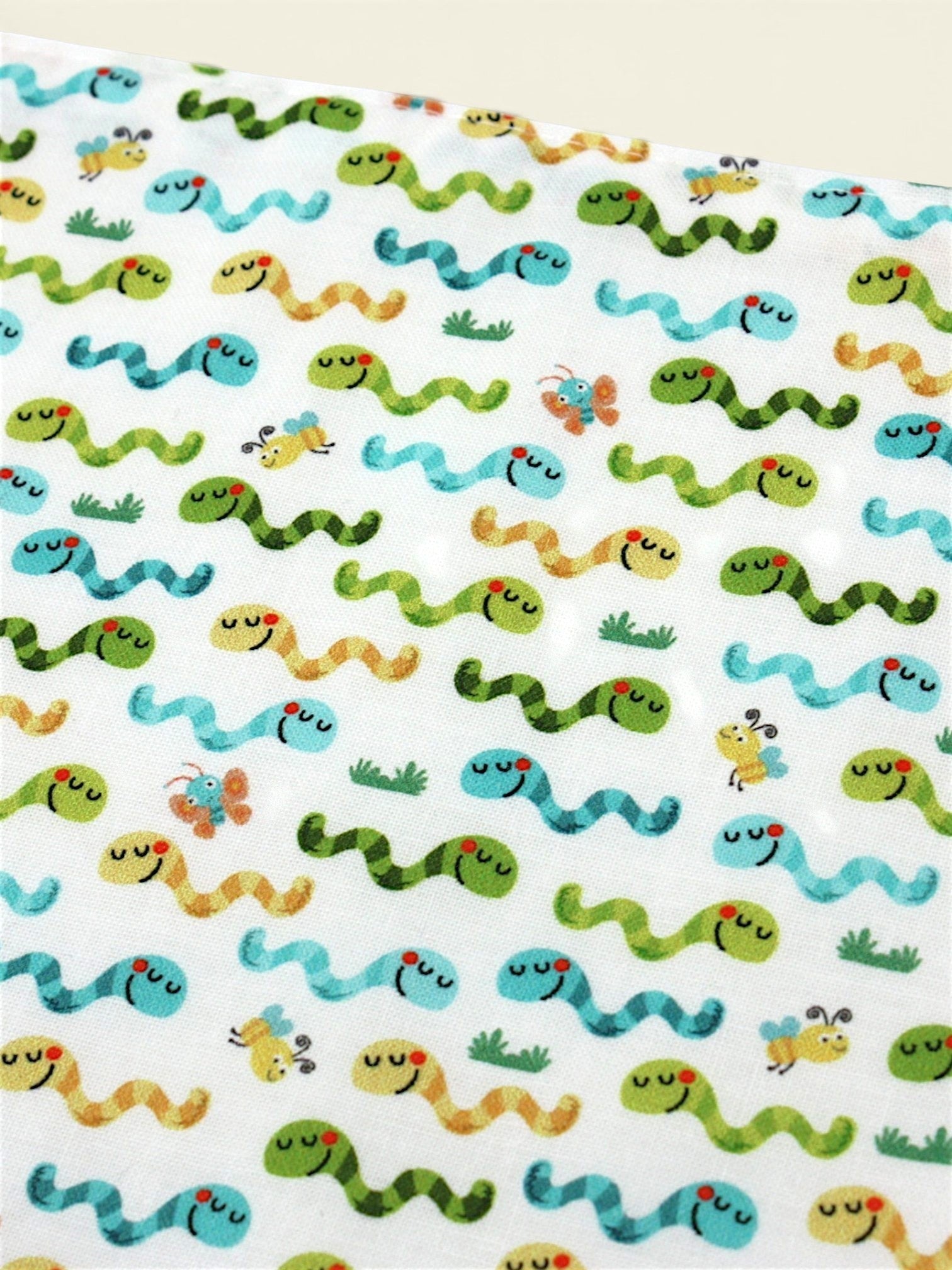 Worms fabric print close-up