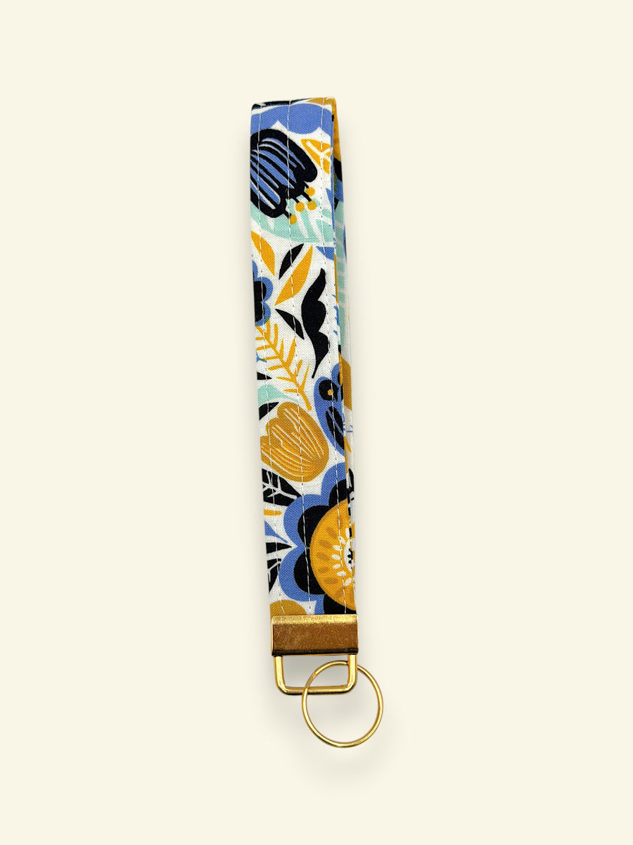 Wristlet — Blue & Gold Wildflower — outside
